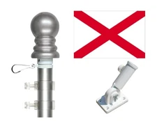 Alabama 3'x5' Polyester Flag & Spinner Flagpole Set w/Adjustable Bracket