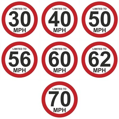 WOOTTON INDUSTRIES Speed Limited To MPH Sticker Sign Limit Warning [RD 30 40 50 56 60 62 70] CCCCC