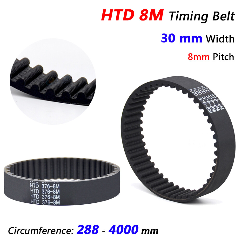 HTD 8M Timing Belt – Black Sync Belt 600-632mm, Width 20/30/40mm, Neoprene Rubber With Fiberglass Core