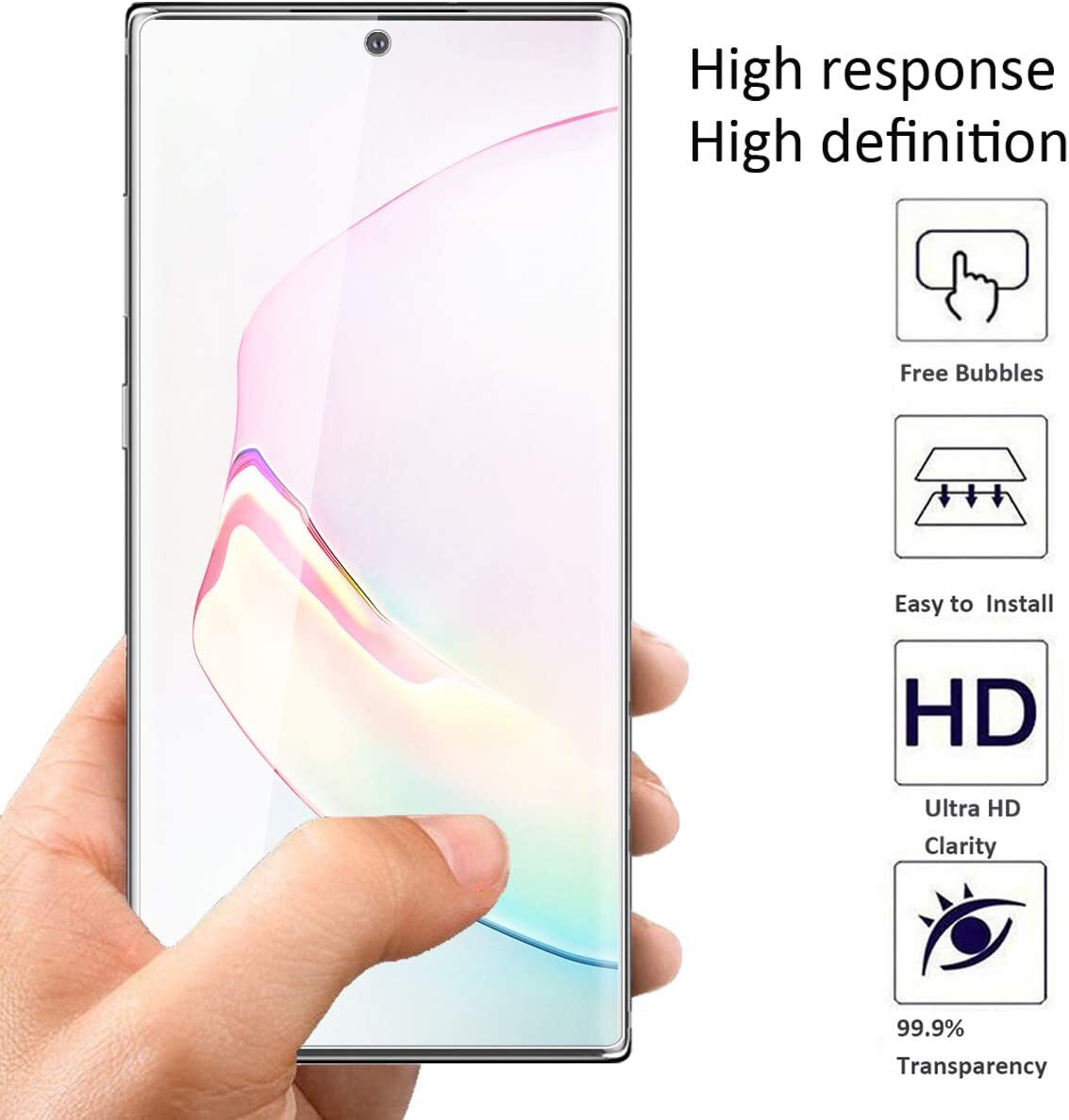 2 Pack Screen Protector Galaxy Note 10 Plus TPU Film Anti-Scratch Case Friendly