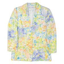 Michel Firer Paris Womens Blazer Jacket Green Floral L