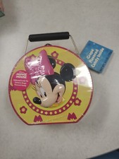 Sealed MINNIE MOUSE Embossed round lunch tin with handle.