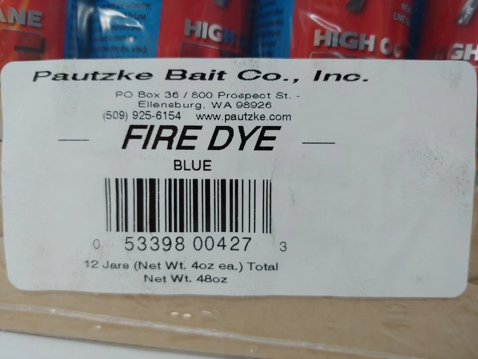 12 Pautzke High Octane Fire Dye Fish Bait BLUE 4 Ounce Bottles, Fishing Bait Dye - Image 3 of 4