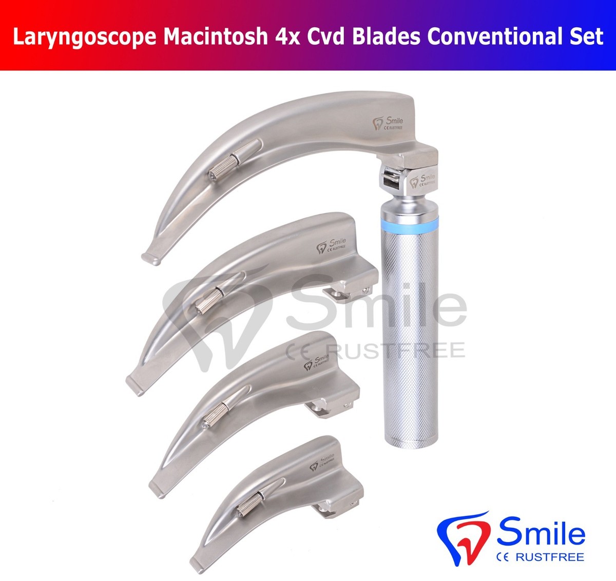 Set Laringoscopio F.O. Adulti   4 Lame MC INTOSH 1 2 3 4   2,5V - Foto 2