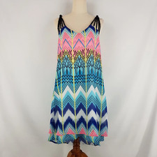 Boohoo Womens Size 10 Multi-colored Patterned Hi-Lo Hem Dress