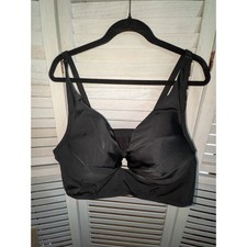 Swim by Cacique Black Twist Front Keyhole Bikini Top Adjustable Straps Size 42D