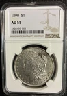 1890 Morgan Silver Dollar NGC AU55