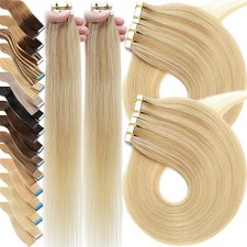 Tape In Skin Weft Real Remy Human Hair Extensions 10/20Pieces Balayage Highlight