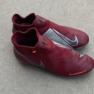 Nike Phantom Vision Burgundy Mid Top Slip-On Plastic Soccer Cleats AO3258-606
