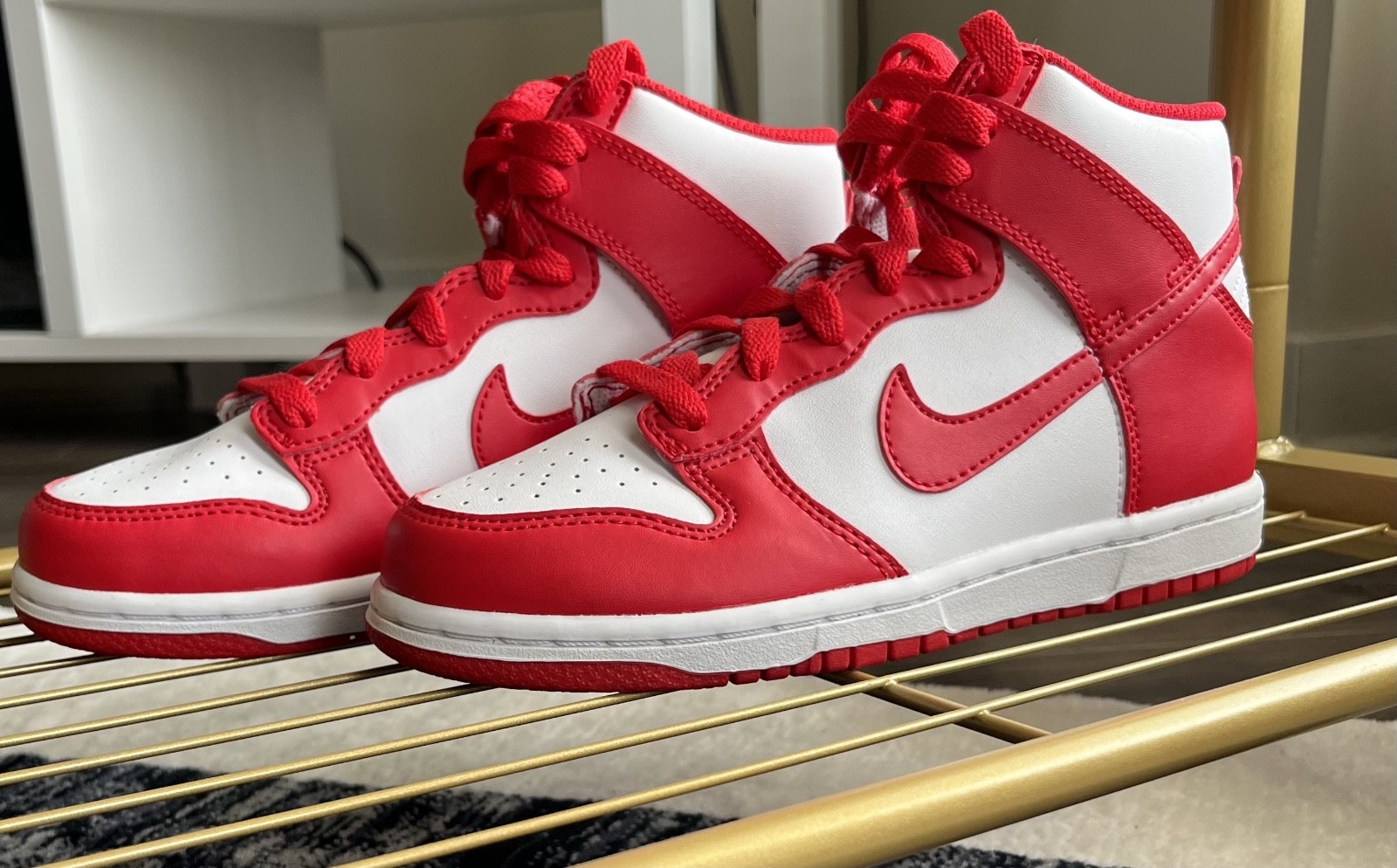 NEVER WORN Nike Kids Dunk High Championship Red & White Snea