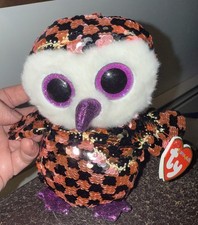 Ty FLIPPABLES CHECKS the Owl Sequins 6" Beanie Boos NEW Stuffed Plush Toy