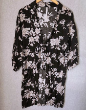 Spiritual Gangster Maya Kimono Robe Cardigan Duster OS One Size Black Floral
