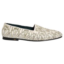 DOLCE & GABBANA Shoes White Velvet Embroidered Dress Loafers EU43 / US10 7430usd