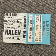 1979 Van Halen Concert Ticket Stub