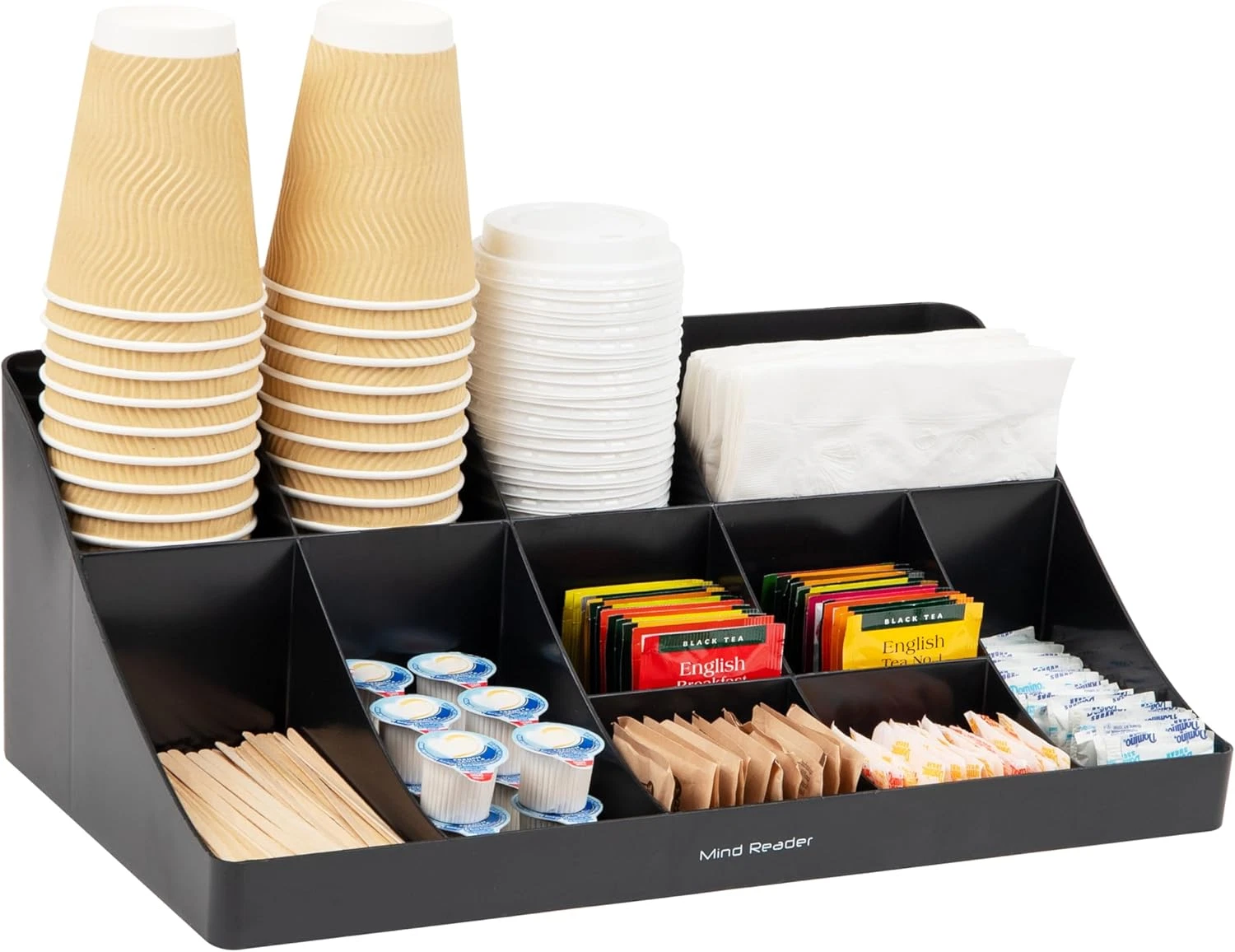 Mind Reader Cup and Condiment Station, Countertop Organizer, Coffee Bar, Kitchen