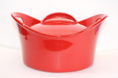 Rachel Rae 2.75 Quart G014 Red Deep Ceramic Dish Casserole Dish Handles Lid