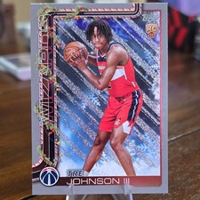 Topps 2025-26 Holiday Rookie Tre Johnson III H166 Wizards Silver Glitter Card. rookie card picture