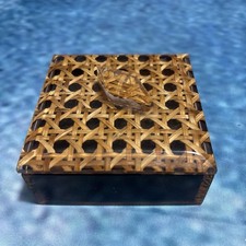 Kleine Lucite-Box Imitationsschildkr&ouml;te Mit Rattan Design Italienische 70er