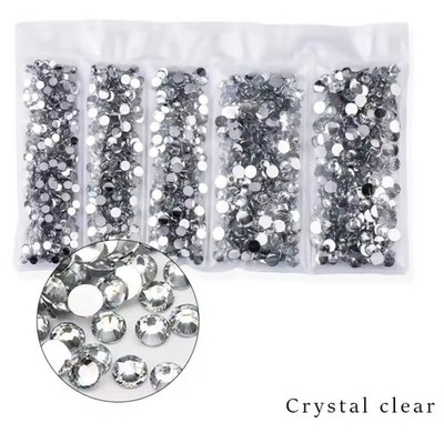 2,3,4,5 &6 mm Kristall Flache Rückseite Nail Art Gesicht Festival Strass Edelsteine Mix Packungen