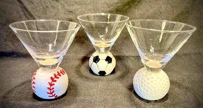 Circleware Set of 3 Sports Shot Glasses Soccer, Golf, Baseball