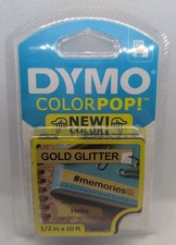 Dymo COLORPOP Label Maker Tape, 1/2" x 10 ft, Black on Gold Glitter