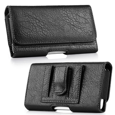 For Universal Horizontal Leather Wallet Belt Clip Holster Pouch Case Cover-Black