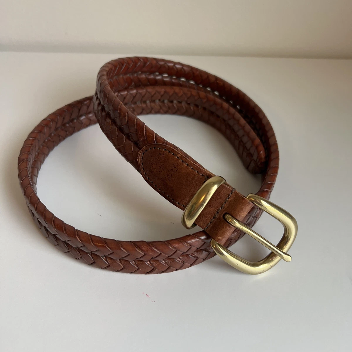 Coach Wide Woven Braided Belt Round Brass Buckle Style 8541 Dark Brown Large Diagonal Braided Leather Belt For Men | J.Crew main image 4