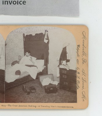 Great American Bed-Bug Traveling Man Accommodation Comic Keystone Stereoview