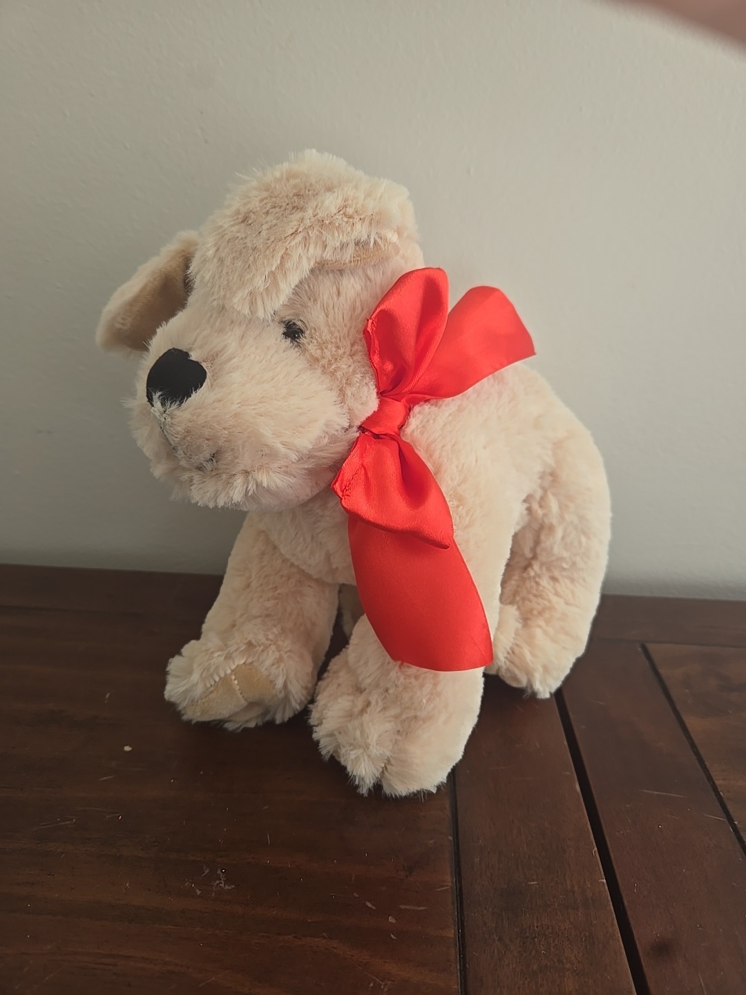 Melissa & Doug Yellow Lab Puppy Dog Plush Stuffed Animal Tan Red Bow