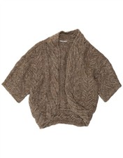 Marks & Spencer Womens Short Sleeve Cardigan Sweater UK 18 XL Brown Flecked BP02