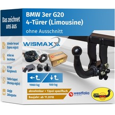 ANHÄNGERKUPPLUNG abnehmbar für BMW 3er G20 ab 18 +13pol E-Satz SPEZ
