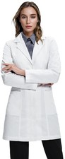 Womens Lab Coat 33 Inch Slim Fit Concealed Snap Closure Hip Pockets White