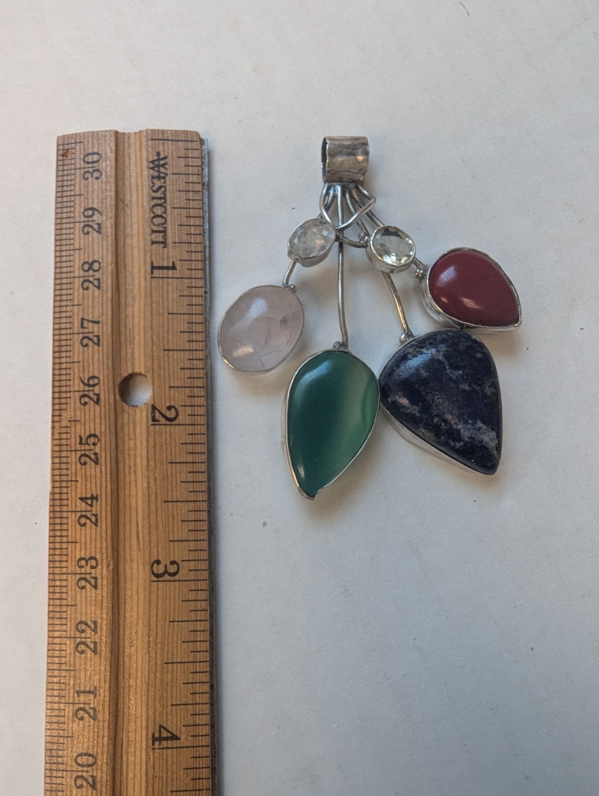 Handmade Silver Multi Gemstone Statement Pendant … - image 19