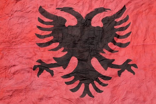 ANTIQUE WWII ALBANIAN FLAG EUROPEAN CONFLICT ITALIAN OCCUPATION MUSSOLINI US
