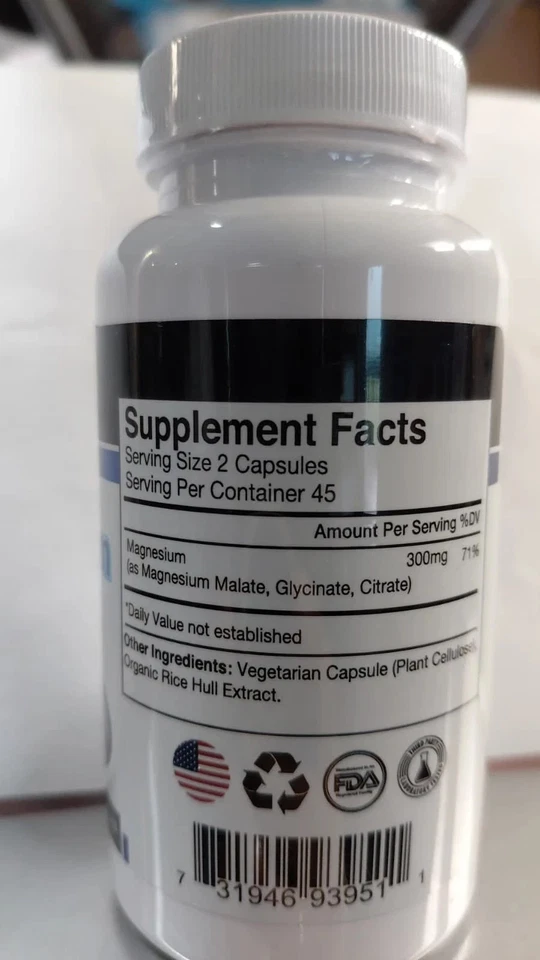 Complejo de Magnesio 90 Cápsulas - Malato Glicinato Citrato Suplementos Naturales Foto 3 de 4