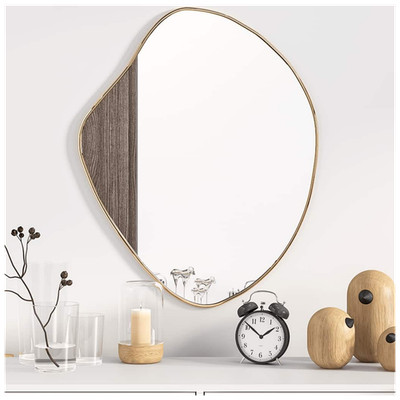 Wandspiegel Gold 60x50 cm Glas PVC Rahmen Minimalistisch Rechteckig für Flur