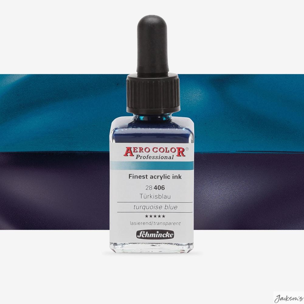 Schmincke Aero Color Acrylic Ink 28ml Turquoise Blue For Airbrush And Brush
