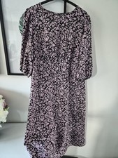 Long Summer Dress Black Woth Pink Floral Print Size 18