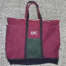 Rare LL Bean Boat & Tote XL Bag Made In USA Colorblock Purple Navy Green 26x23"