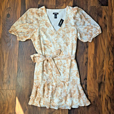 Express Women’s Pink Floral Ruched Ruffle Mini Dress Size M Summer Party Dress