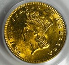 1874 G$1 US Indian Princess Head Gold Coin One Dollar MS-63 PCGS — photo 2