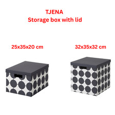 IKEA TJENA Storage Box with Lid Durable Home Office Organizer Sturdy Paperboard