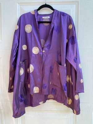 Yasuko Kurisaka Jacket Purple Circle Lightweight Oversized Artsy Lagenlook Flowy