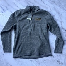 Men's Eddie Bauer Gray Fleece Polyester 1/4 Zip Mock Neck Pullover Sweatshirt L