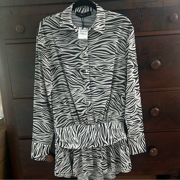 Lioness Revolve girls girls girls Button Zebra Animal Mini Dress Medium NWT