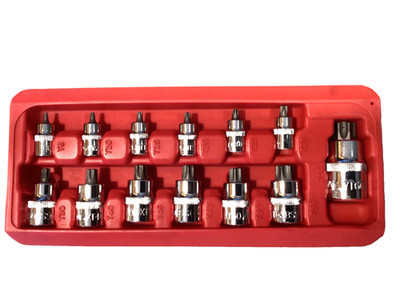 Mac Tools 13 Piece STUBBY Torx Bit Socket Driver Set Snap In Tray SST13PT MINT