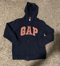 Gap Kids Zip Up Hooded Sweatshirt Size Large Navy/Orange