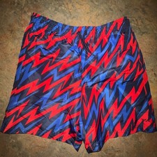DSG Boys Volley Short Print, Size Large, Red Blue Zigzag Pattern 19736