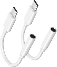 [MFi Certified] iPhone 15 Headphone Adapter, 2 Pack USB 2Pack, White/USB C 