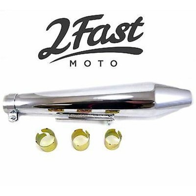 2FastMoto 19 Inch Chrome Shorty Cafe Muffler fits Many Makes and Models 80-84032